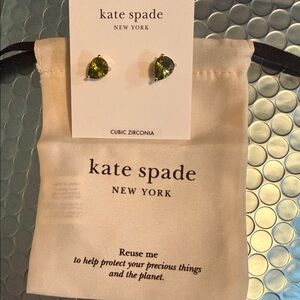 kate spade Olive Green Teardrop Cubic Zirconia Stud Earrings